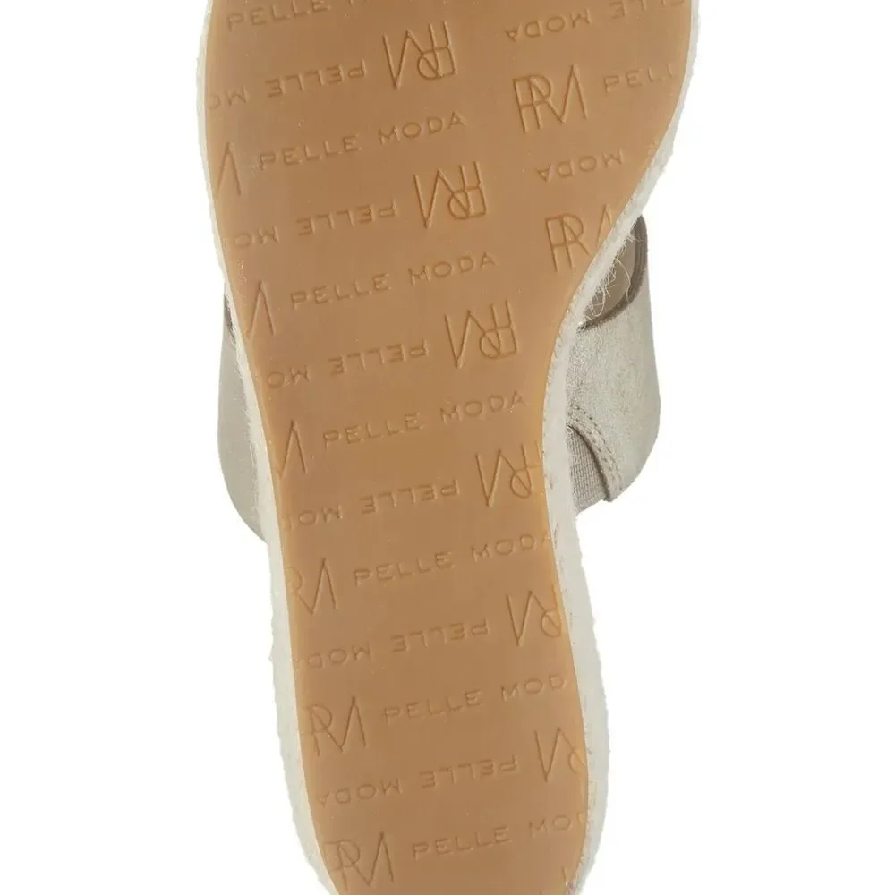 Pelle Moda Womens 'Krew' Espadrille Wedge Slide Sandal platinum gold. NWT sz 10